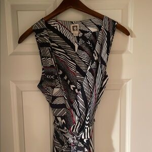 Black and White Patterned Midi Dress